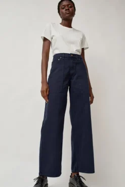 Sale Elissa High Wide Jean in Marine Overdye Collections|Denim