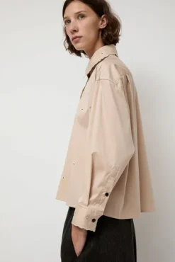 Hot Embroidery Shirt in Beige Tops|Clothing