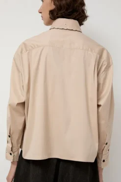 Hot Embroidery Shirt in Beige Tops|Clothing