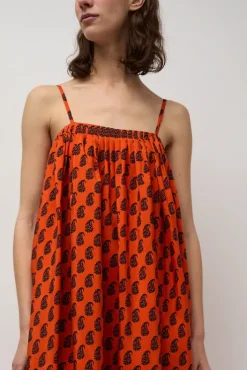 Hot Etretat Print Handkerchief Dress in Vermillion Paisley Dresses|Clothing