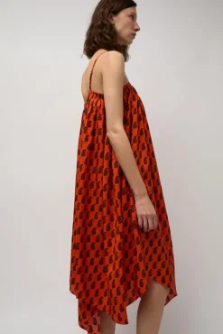 Hot Etretat Print Handkerchief Dress in Vermillion Paisley Dresses|Clothing