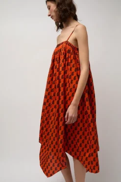 Hot Etretat Print Handkerchief Dress in Vermillion Paisley Dresses|Clothing