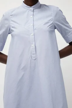 Hot Extra Long Shirt in Blue and White Stripe Collections|Dresses