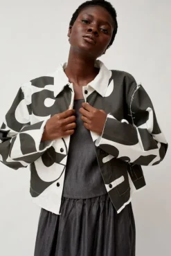 Outlet Faris Canvas Jacket in Black and White Jackets & Outerwear|Clothing
