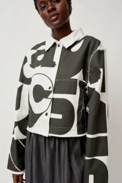 Outlet Faris Canvas Jacket in Black and White Jackets & Outerwear|Clothing