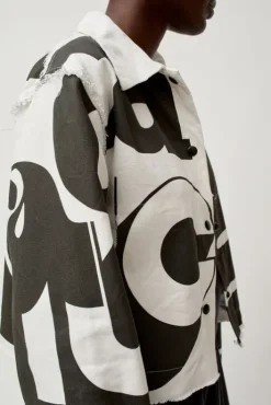 Outlet Faris Canvas Jacket in Black and White Jackets & Outerwear|Clothing
