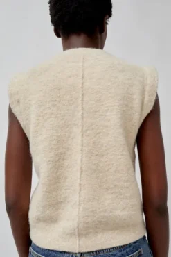 Fashion Fleece Vest in Ecru Sweaters|Clothing