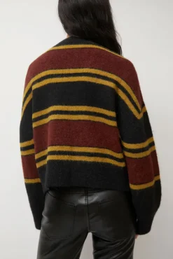 Clearance Gabriel Cardigan in Brown and Black Stripe Collections|Sweaters