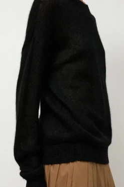 Hot Gauzy Crew in Black Sweaters|Clothing