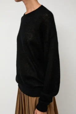 Hot Gauzy Crew in Black Sweaters|Clothing
