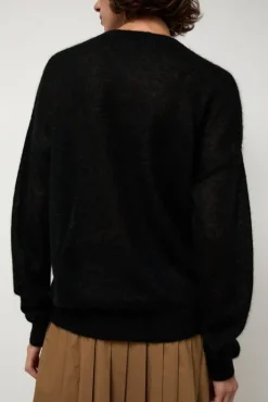 Hot Gauzy Crew in Black Sweaters|Clothing