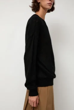 Hot Gauzy Crew in Black Sweaters|Clothing