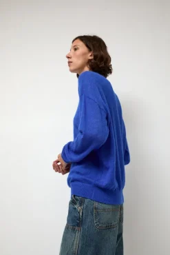 Discount Gauzy Crew in Blue Sweaters|Clothing