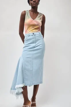 Outlet Gloria Skirt in Washed Light Blue Skirts|Clothing