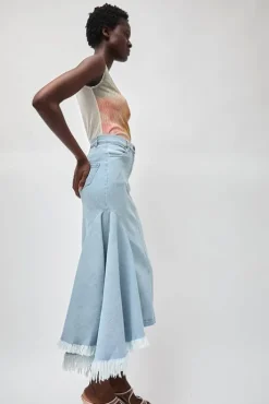 Outlet Gloria Skirt in Washed Light Blue Skirts|Clothing