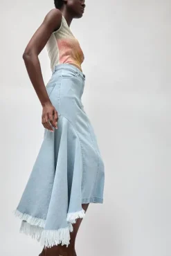 Outlet Gloria Skirt in Washed Light Blue Skirts|Clothing