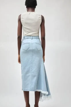 Outlet Gloria Skirt in Washed Light Blue Skirts|Clothing