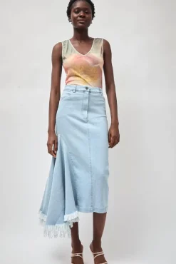 Outlet Gloria Skirt in Washed Light Blue Skirts|Clothing
