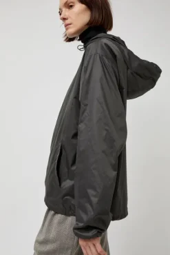 Clearance Glossy Nylon Half Zip Jumper in Charcoal Jackets & Outerwear|Clothing