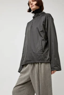 Clearance Glossy Nylon Half Zip Jumper in Charcoal Jackets & Outerwear|Clothing