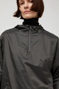 Clearance Glossy Nylon Half Zip Jumper in Charcoal Jackets & Outerwear|Clothing