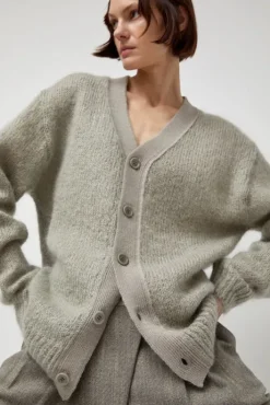 Online Grandpa Cardigan in Light Grey Sweaters|Clothing