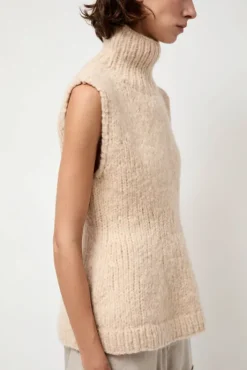 Hot Handknit Peplum Shell in Alabaster Sweaters|Clothing