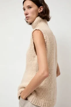 Hot Handknit Peplum Shell in Alabaster Sweaters|Clothing