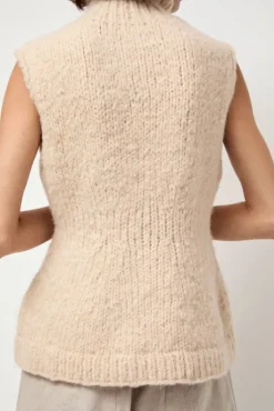 Hot Handknit Peplum Shell in Alabaster Sweaters|Clothing