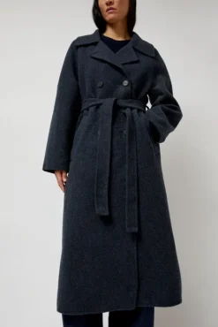 Sale Handmade Long Wool Coat in Blue Navy Collections|Jackets & Outerwear