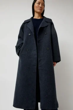 Sale Handmade Long Wool Coat in Blue Navy Collections|Jackets & Outerwear