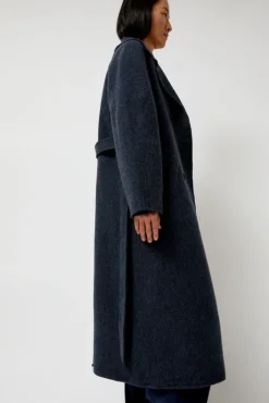 Sale Handmade Long Wool Coat in Blue Navy Collections|Jackets & Outerwear
