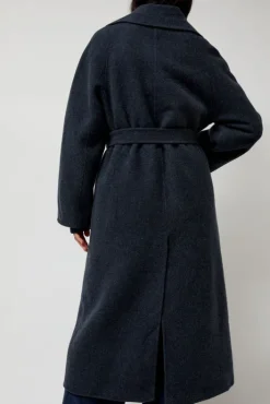 Sale Handmade Long Wool Coat in Blue Navy Collections|Jackets & Outerwear