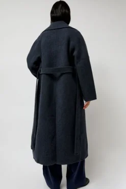 Sale Handmade Long Wool Coat in Blue Navy Collections|Jackets & Outerwear