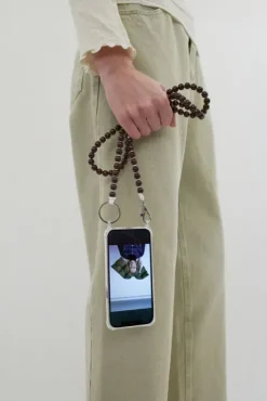 Online Handykette Iphone Necklace in Brown with White Thread Collections|Jewelry & Watches