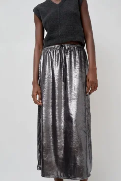 Hot Inez Skirt in Silver Pony Hair Collections|Skirts