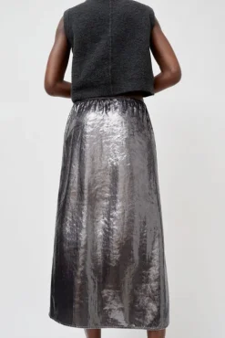 Hot Inez Skirt in Silver Pony Hair Collections|Skirts