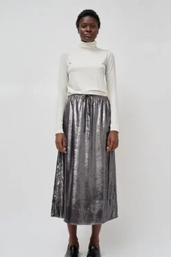 Hot Inez Skirt in Silver Pony Hair Collections|Skirts