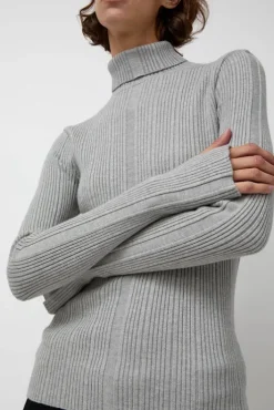 Outlet Inner Pleats Pola Knit in Grey Collections|Sweaters