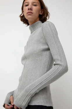Outlet Inner Pleats Pola Knit in Grey Collections|Sweaters
