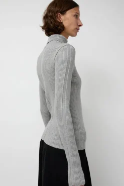 Outlet Inner Pleats Pola Knit in Grey Collections|Sweaters