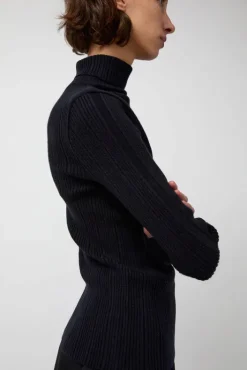 Outlet Inner Pleats Pola Knit in Navy Collections|Sweaters
