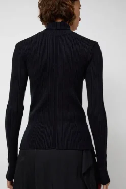 Outlet Inner Pleats Pola Knit in Navy Collections|Sweaters