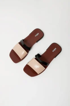 Outlet Ivy Slide in Brown and Beige Clogs And Shoes