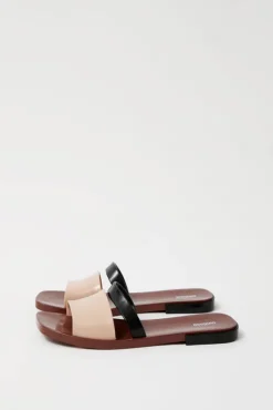 Outlet Ivy Slide in Brown and Beige Clogs And Shoes