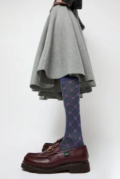 Outlet Knee High Clover Patterned Socks in Bluette Holiday Gift Guide|Collections