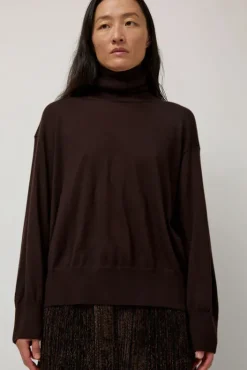 Hot La Base Turtleneck in Brown Sweaters|Clothing