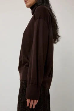Hot La Base Turtleneck in Brown Sweaters|Clothing
