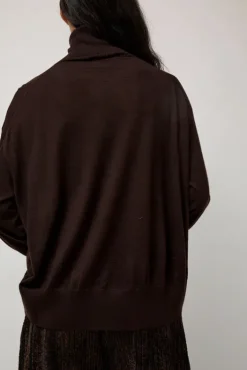 Hot La Base Turtleneck in Brown Sweaters|Clothing