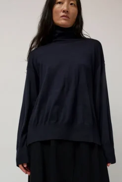 New La Base Turtleneck in Navy Sweaters|Clothing